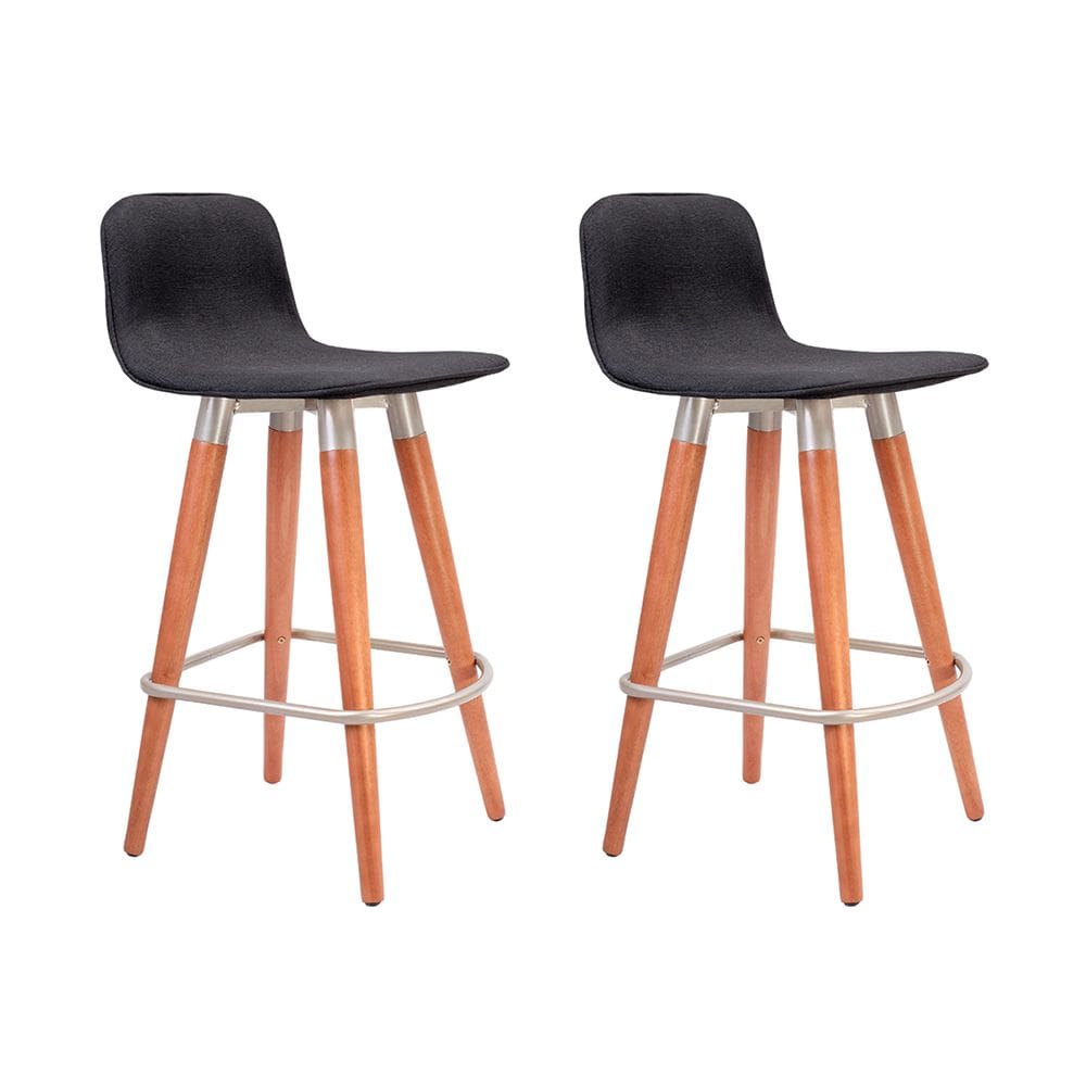 Kit 2 Banquetas Baixas Linea Aço Champanhe para Cozinha Balcao Ilha Gourmet Design - Preto Assento