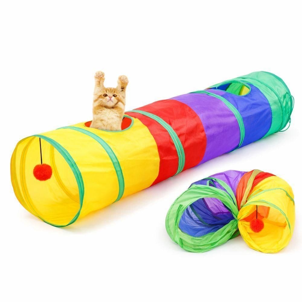 Túnel Gatos Interativo Colorido Dobrável Bolinha Labirinto