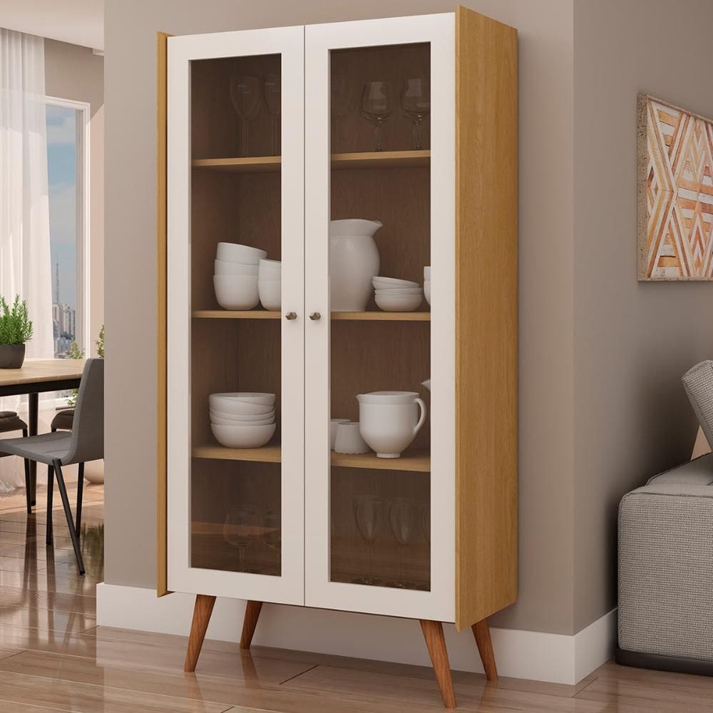 Cristaleira Genialflex Vértice 2 Portas Cinamomo Branco Laca