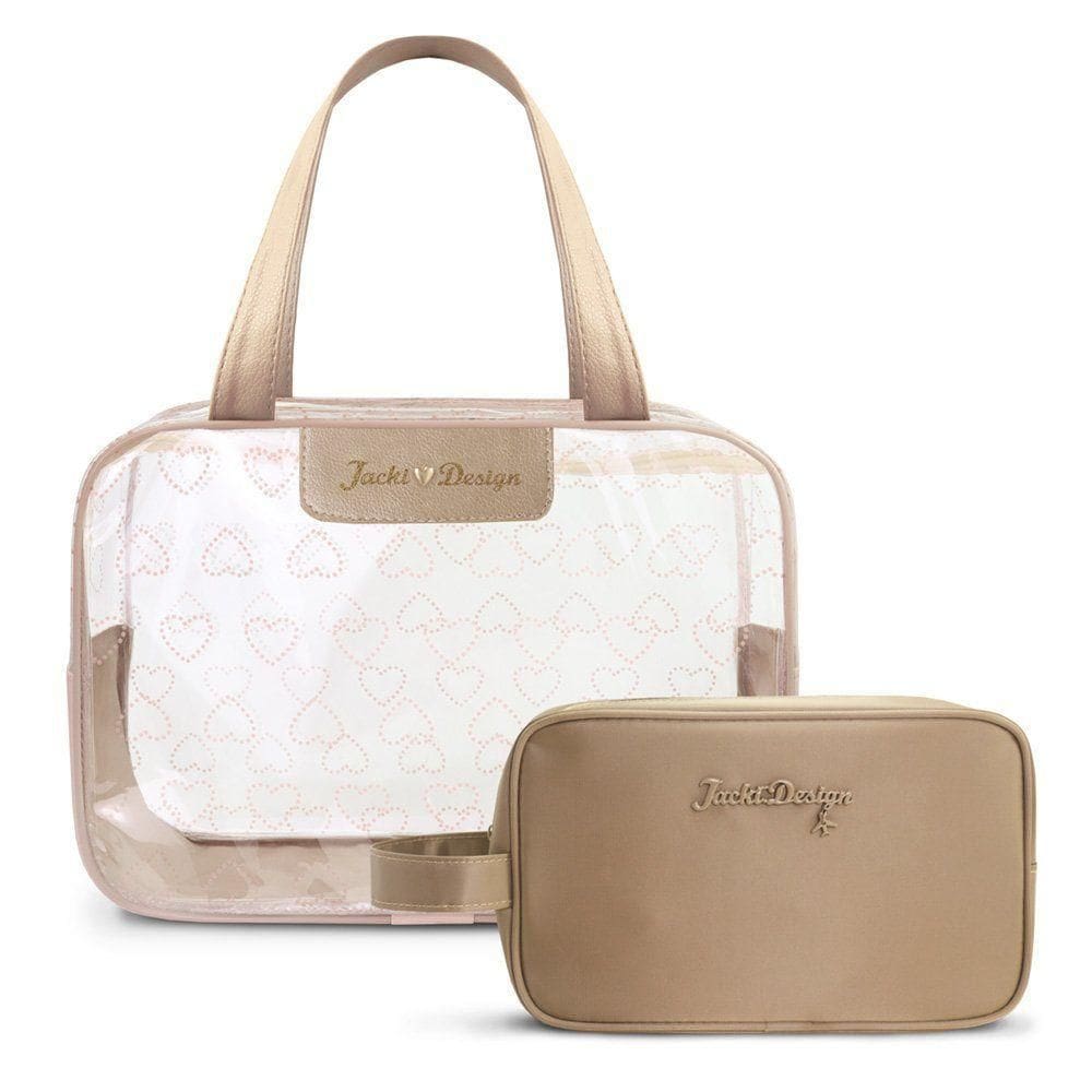 Kit Bolsa Transparente + Necessaire C/ Alça Bege