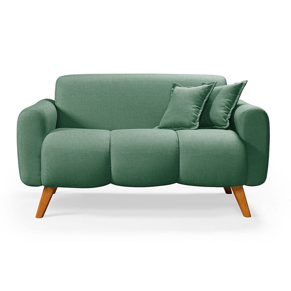 Namoradeira Dallas Confortavel Moderna Em Linho Pes em Madeira