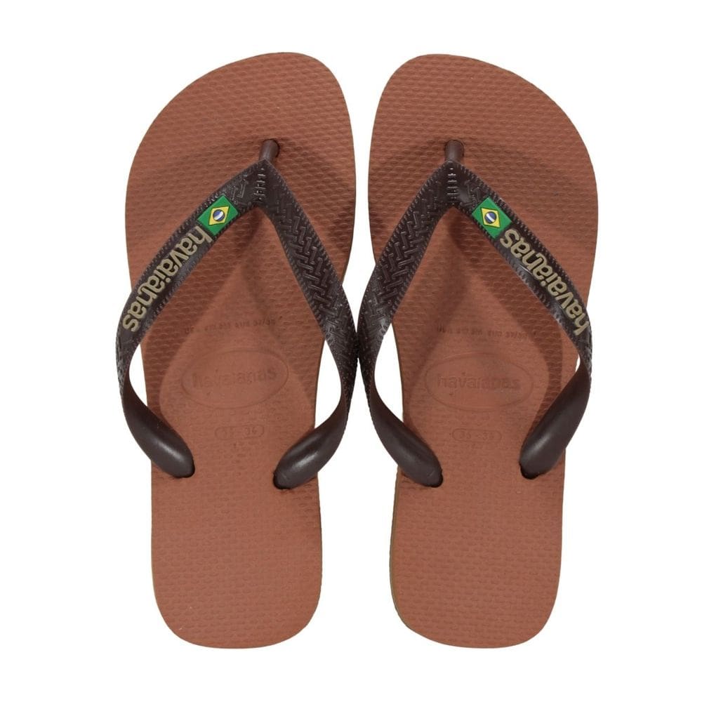 Chinelo Havaianas Brasil Logo Marrom
