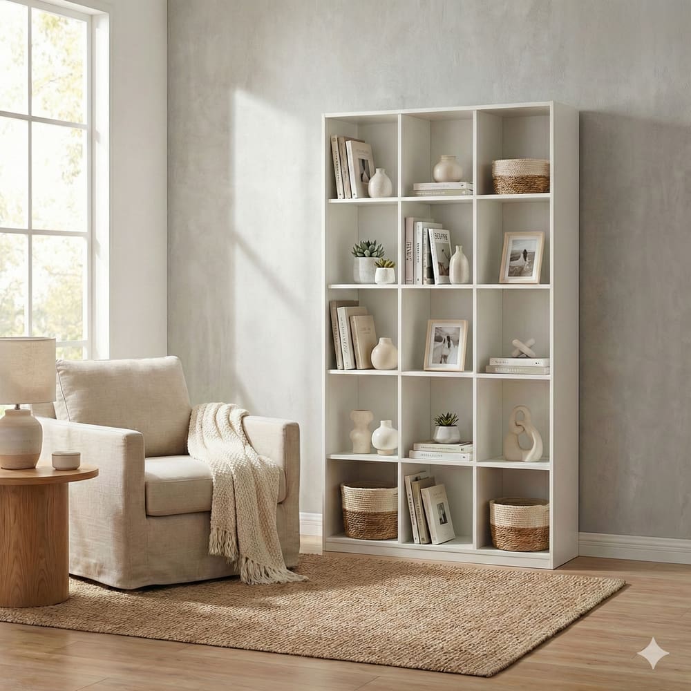 Armário Colmeia Com 15 Nichos Estante Organizador Livreiro Branco Para Escritório Quarto Sala Comércio