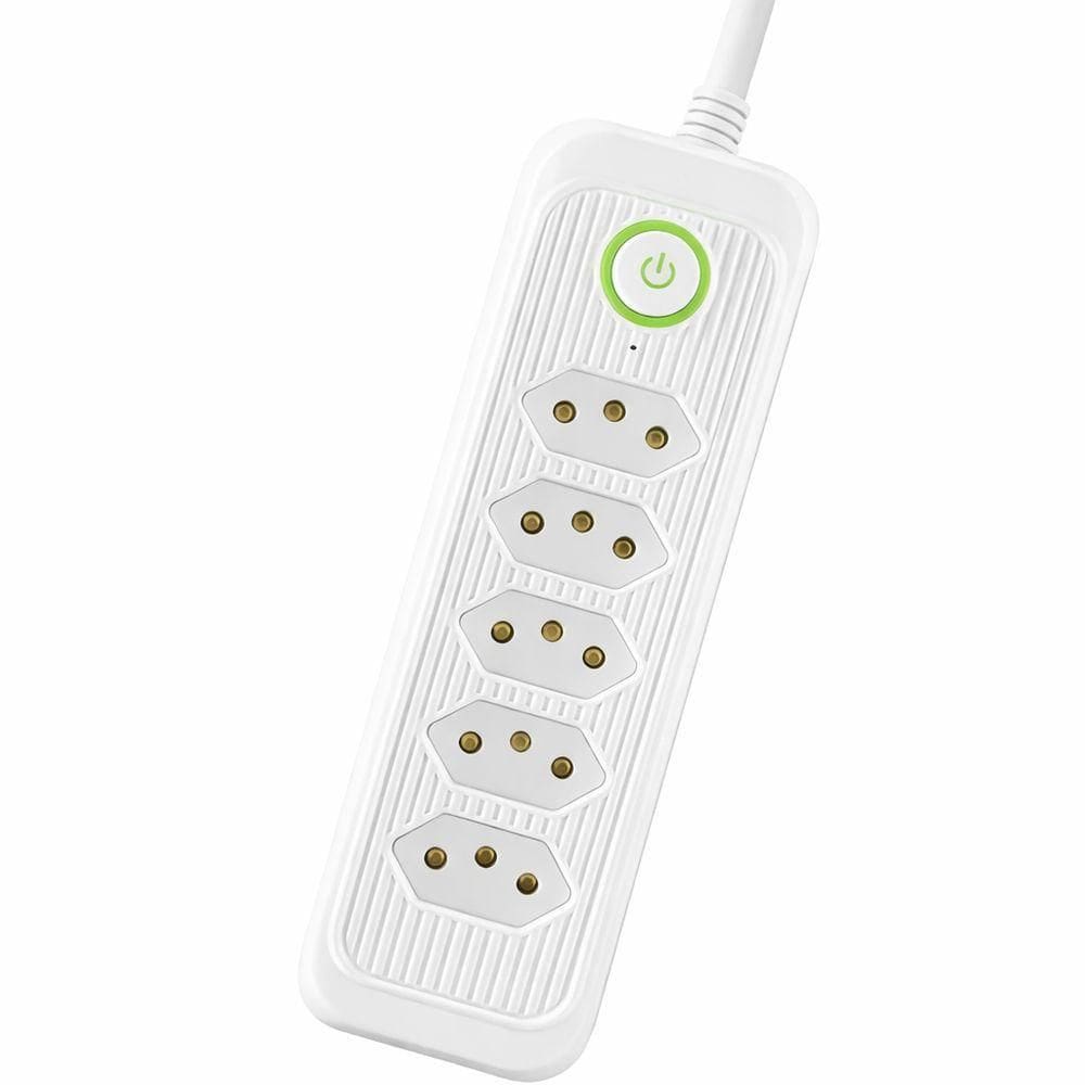 Filtro De Linha Extensão 5 Tomadas Com Interruptor 3 Metros - Branco