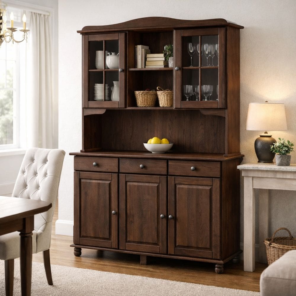 Cristaleira Rústica Madeira Maciça Sala Jantar Armário Chão