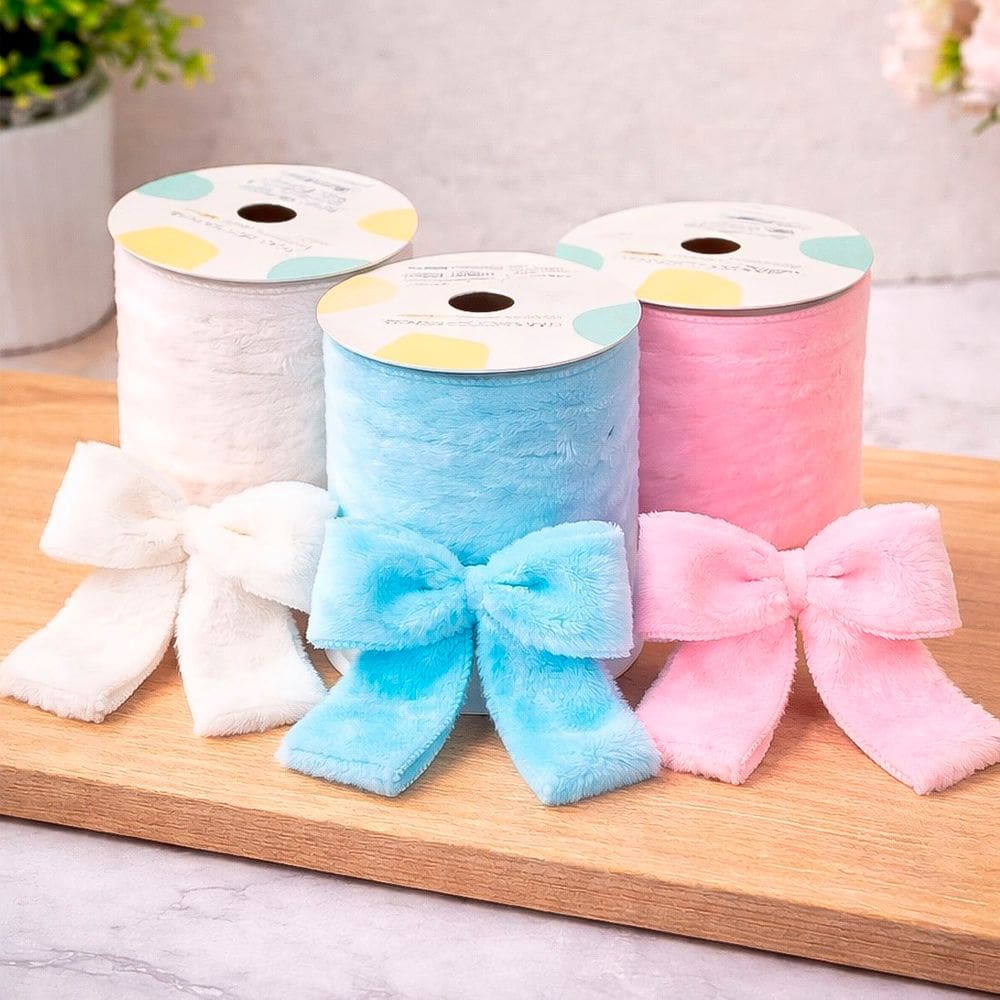 Rolos Fitas Aramada Páscoa Pelúciada De 6,3cm 2,7m Kit 3pçs