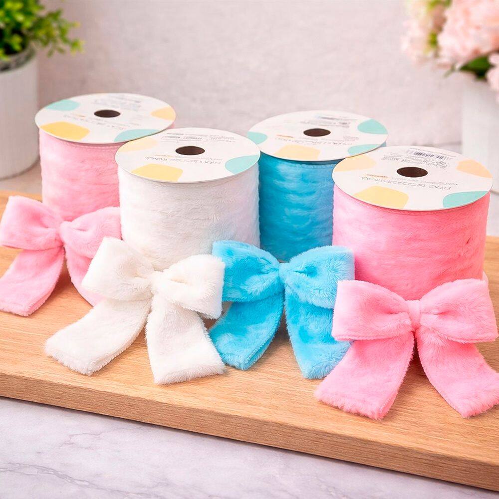 Rolos Fitas Aramada Páscoa Pelúciada De 6,3cm 2,7m Kit 8pçs