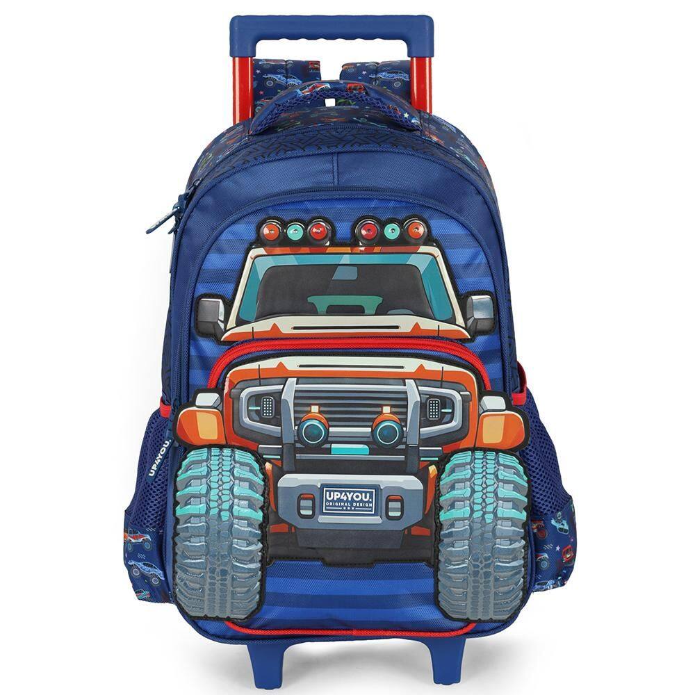 Mochila de Rodinha Com Alça Luxcel Up4You Monster Truck Azul