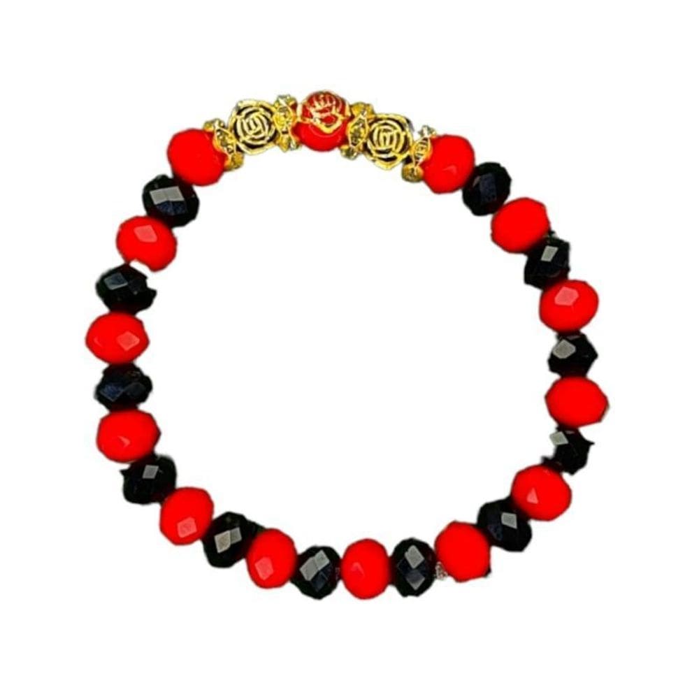 Pulseira Pomba Gira Rosas Preta E Vermelha Cristal