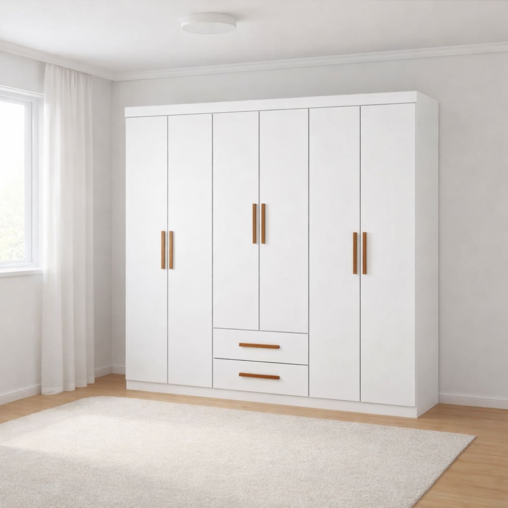 Guarda Roupa com 6 Portas 2 Gavetas Platinum -Grand Line