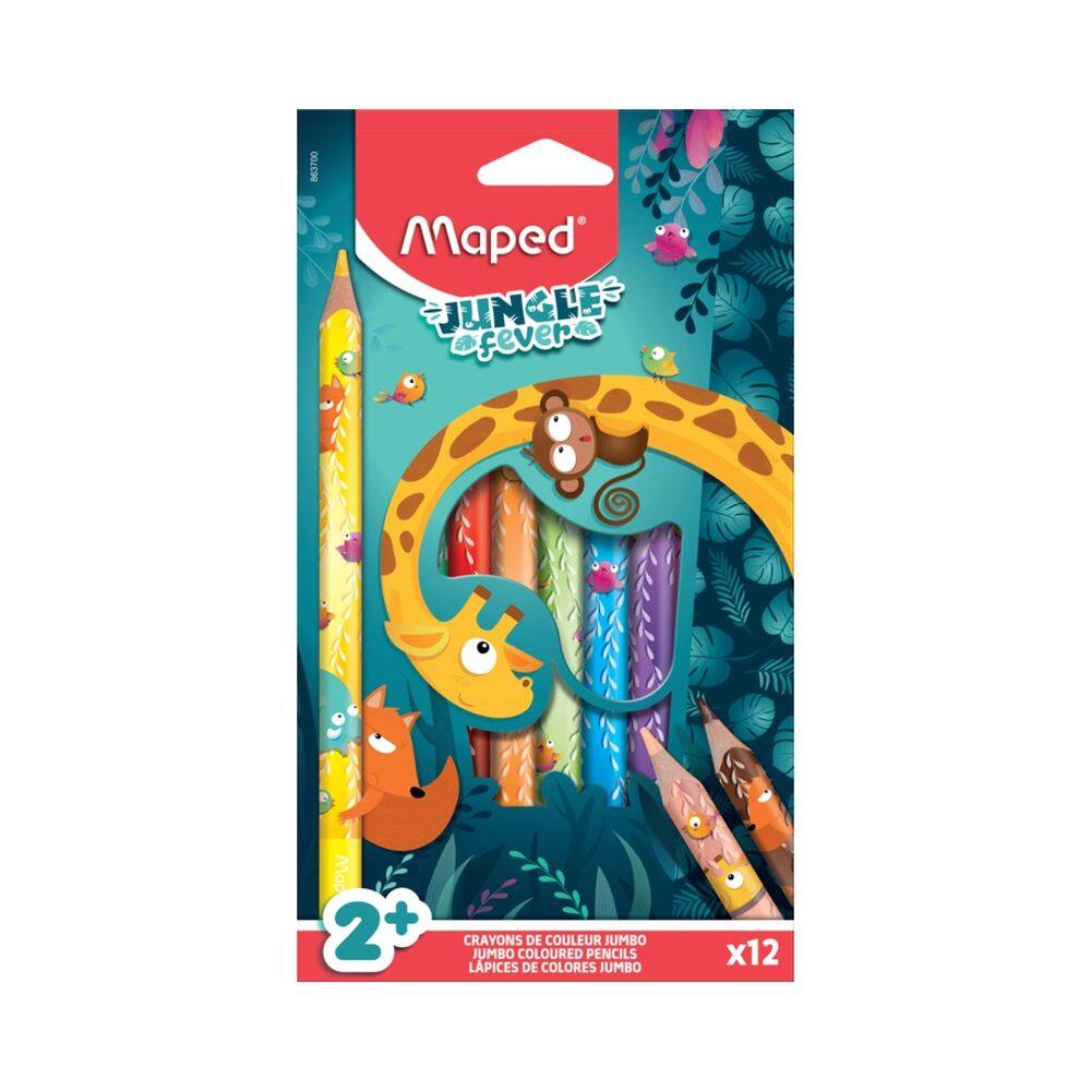 Lápis de Cor Jungle Fever Jumbo - 12 Cores - Maped