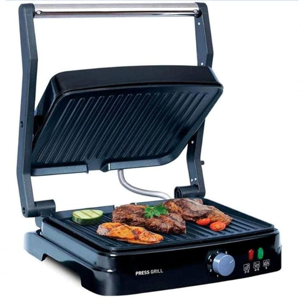 Grill Eletrico 1270W Mallory Antiaderente Turbo Black Inox 110V