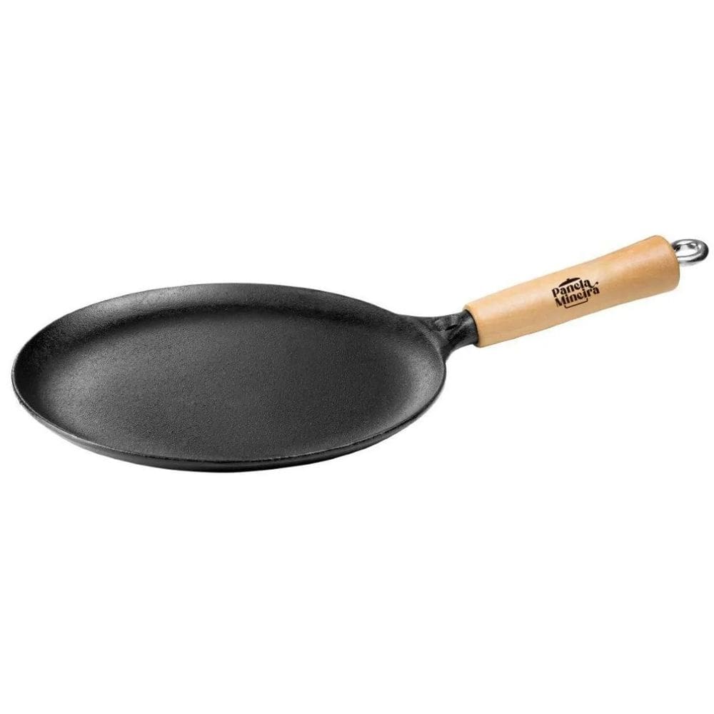 Panquequeira ferro 24x2cm cabo madeira – Panela Mineira