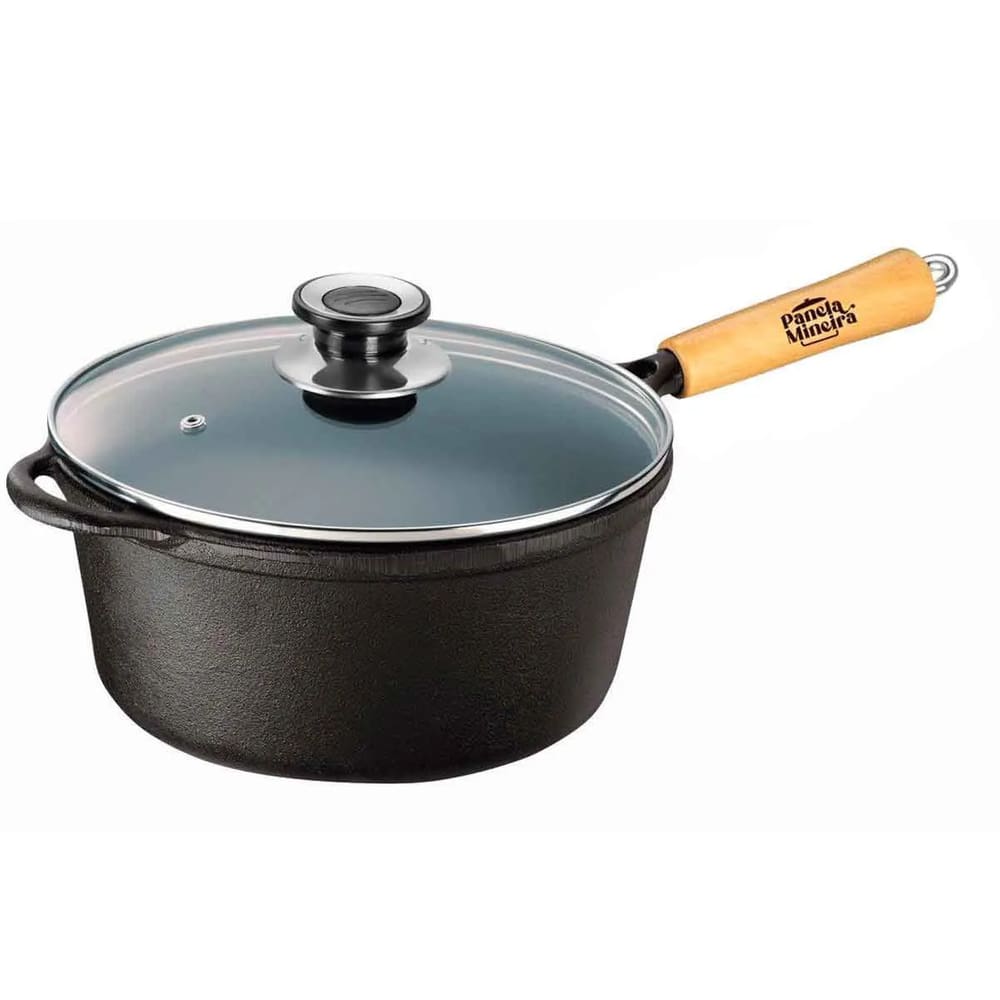 Caçarola 18x15cm 1,8L tampa vidro Panela Mineira