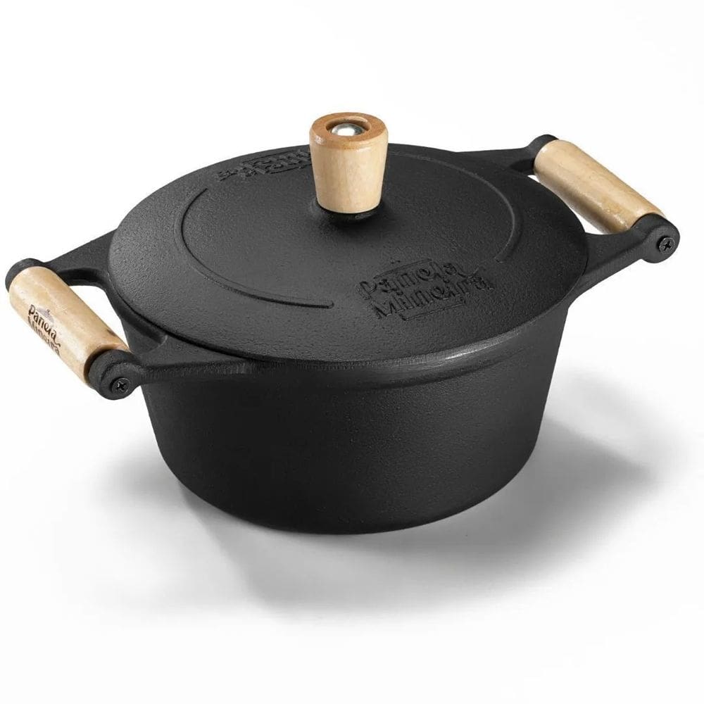 Caçarola tradição ferro 24x17 4L alça madeira Panela Mineira