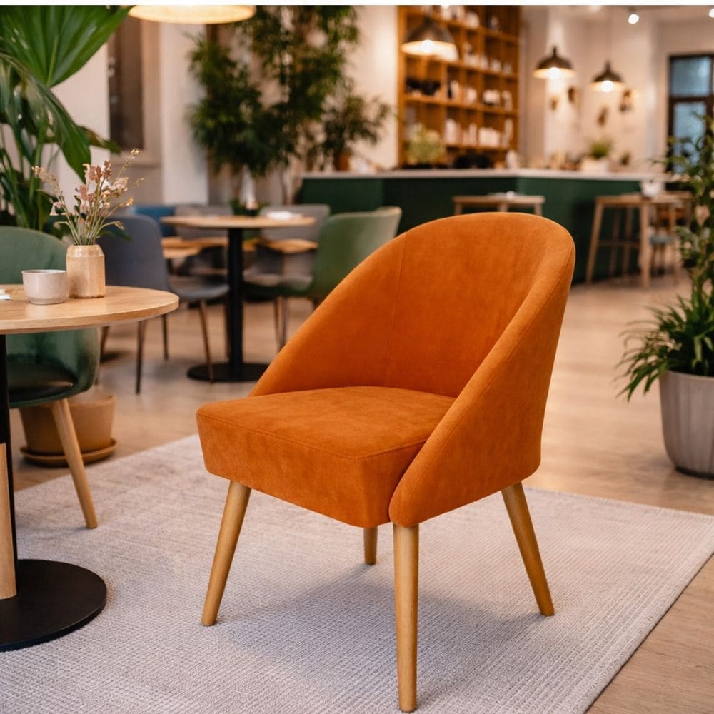 Banqueta Poltrona Lua Terracota Para Recepção Atendimento Penteadeira