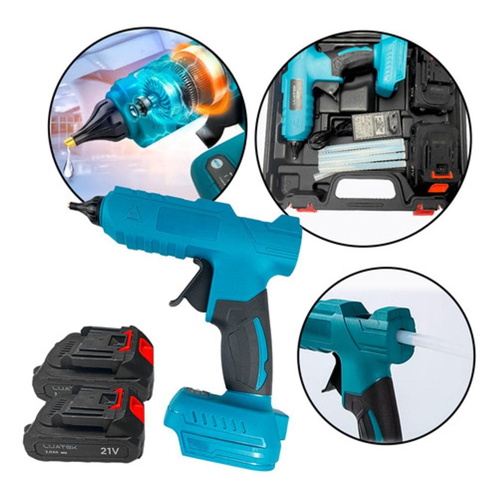 Aplicador de Cola Quente 21v Profissional Com Bastões 11mm