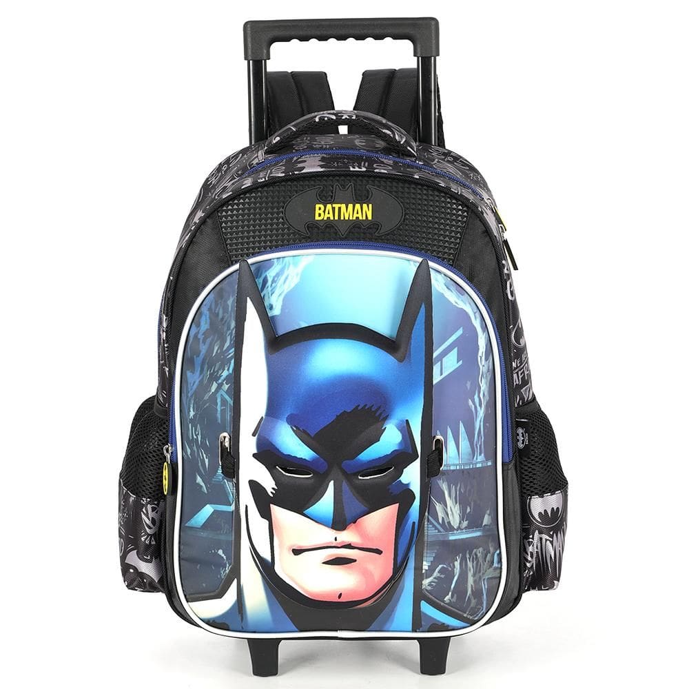 Mochila de Rodinha Com Alça Luxcel Batman Relevo Preto