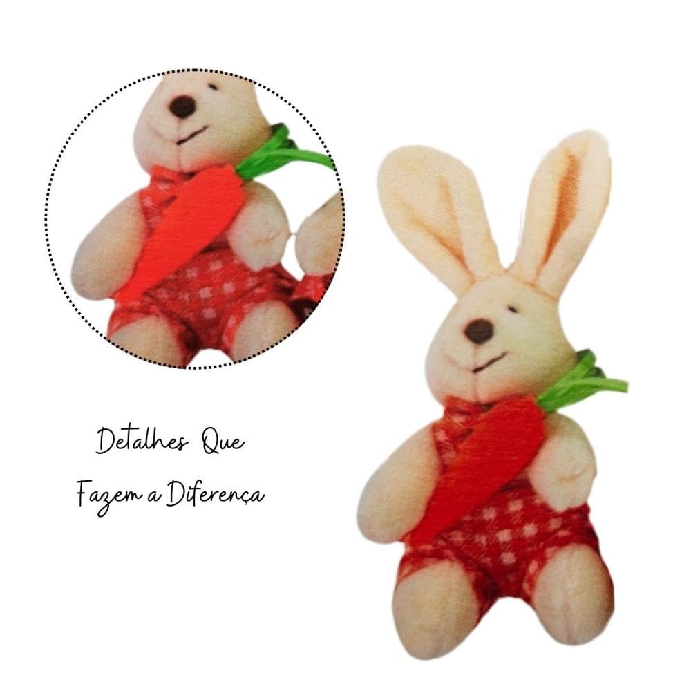 Pingente Pelucia De Páscoa Mini Coelho Laranja 12cm 1020049 1Un Cromus
