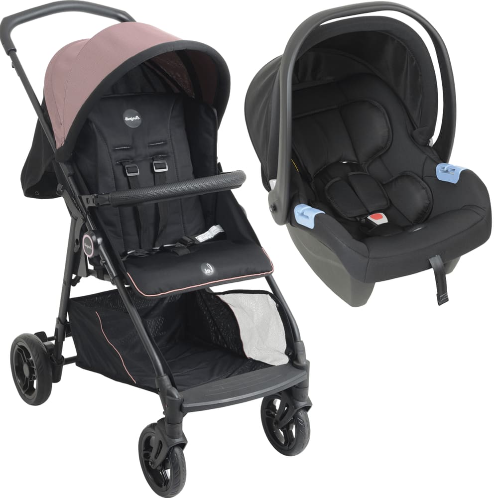 Carrinho de Bebe Passeio com Bebe Conforto Burigotto Lui 22 Rose