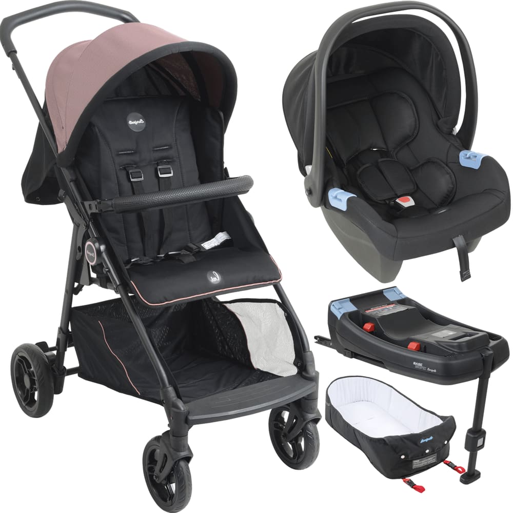 Carrinho Moises Bebe Conforto Base ISOFIX Burigotto Lui 22 Rose