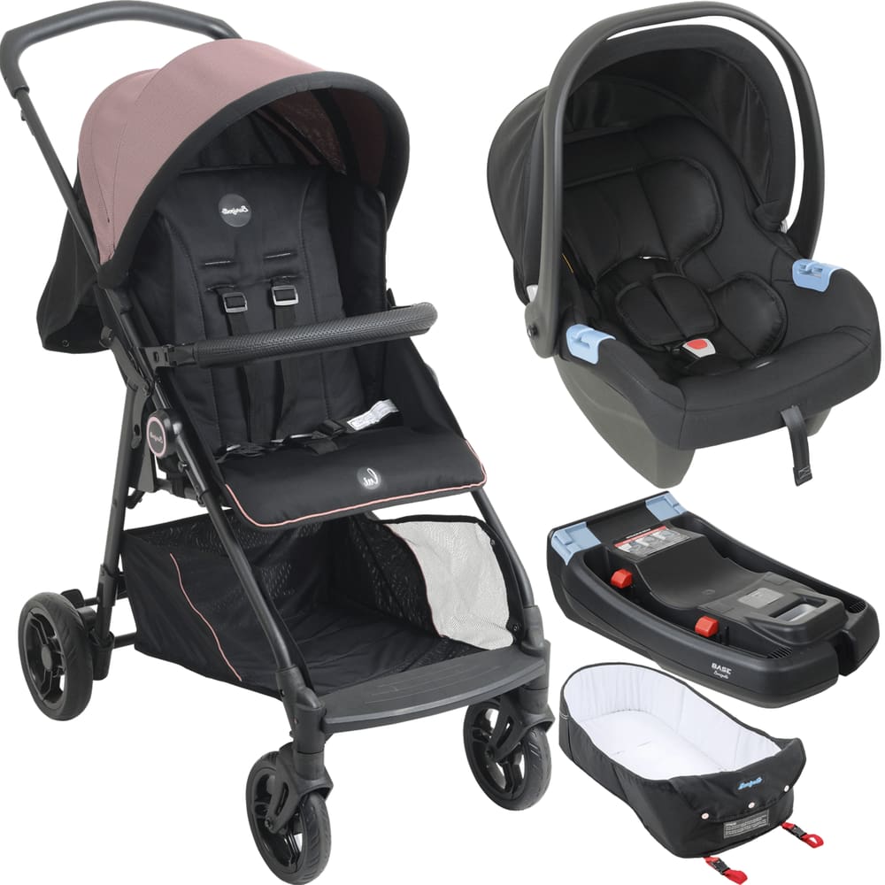 Carrinho de Bebe Moises Bebe Conforto Base Burigotto Lui 22 Rose