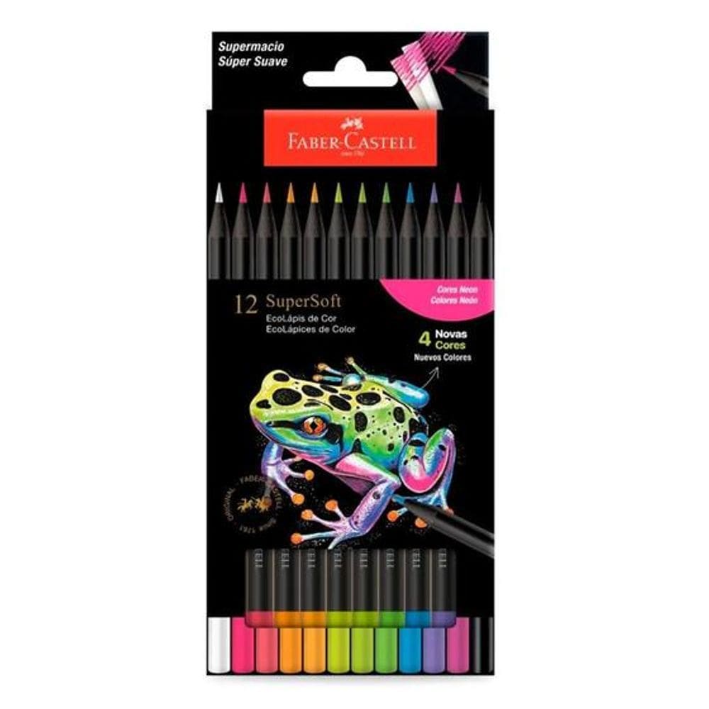 Lápis de Cor SuperSoft - Neon - 12 Cores - Faber Castell