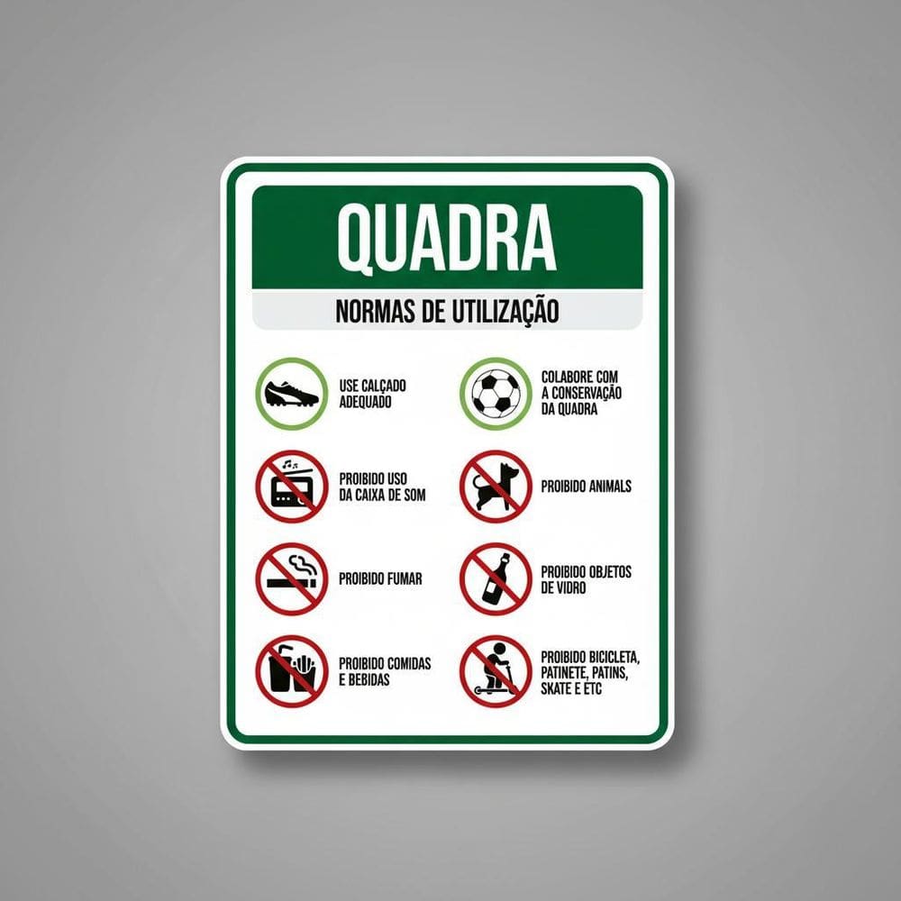 Placa Acm Quadra Normas Utilização 18X23