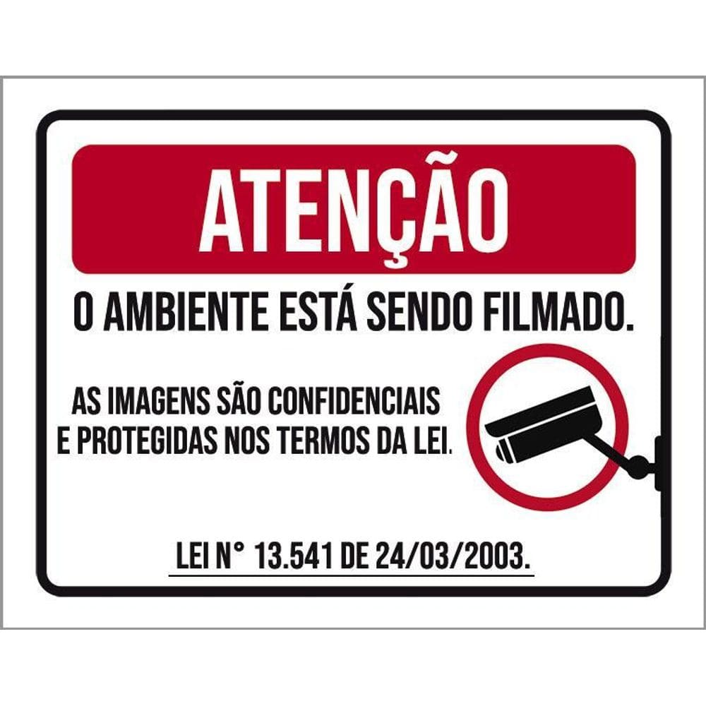 Kit 3 Placa Acm Ambiente Filmado Imagens Confidenciais 18X23