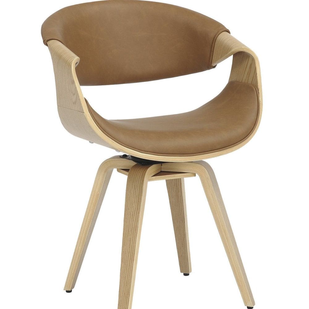 Cadeira Estofada Madeira Couro Nicole Espresso Móveis Caramelo