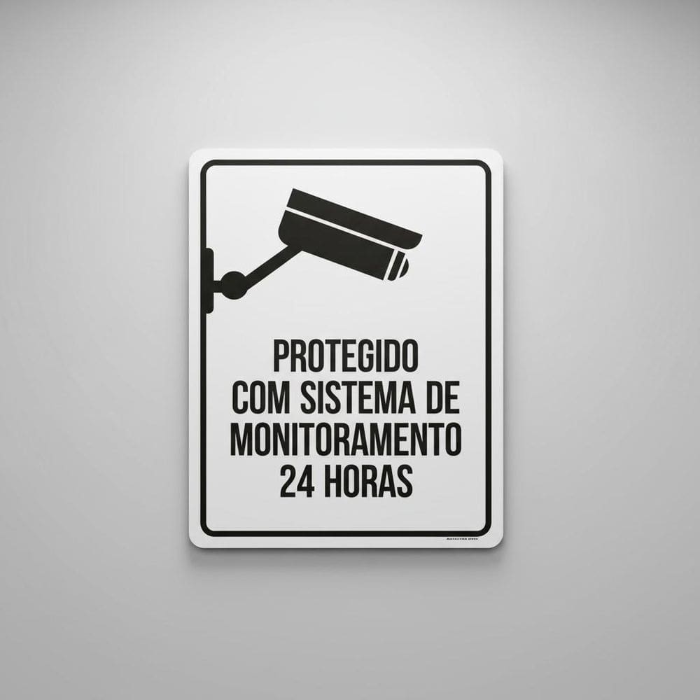 Placa Acm Protegido Sistema Monitoramento 24 Horas 18X23