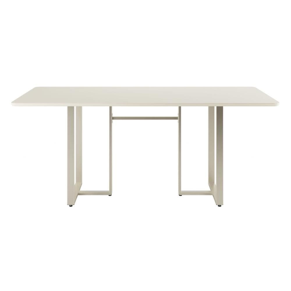 Mesa de Jantar Retangular com Vidro para 6 Lugares Arcádia 180 cm Champanhe com Off White Fosco
