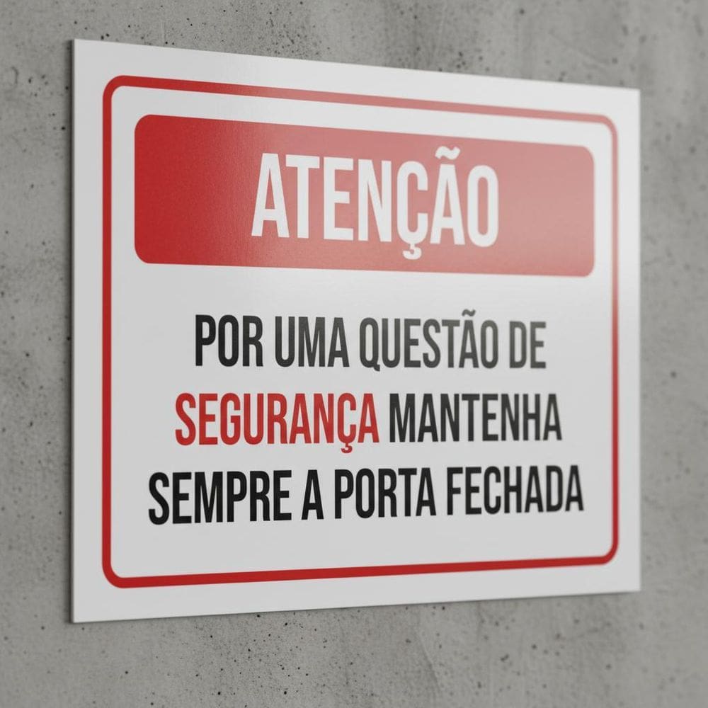 Placa Acm Questão Segurança Porta Fechada 18X23
