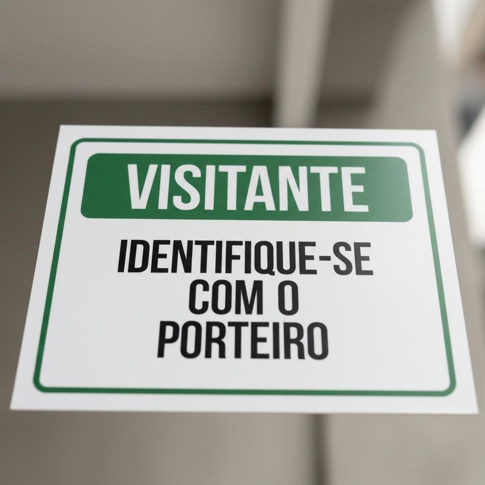 Placa Acm Visitante Identifique-Se Porteiro 18X23