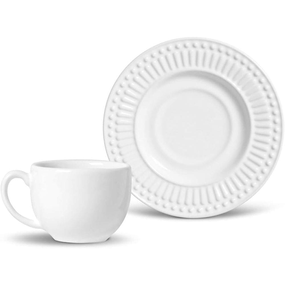 Xícara de Chá com Pires Roma Branco 161ml Porto Brasil
