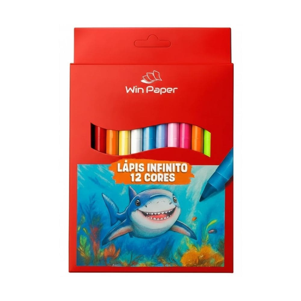 Lápis De Cor Infinito Com Boracha 12 Cores Win Paper