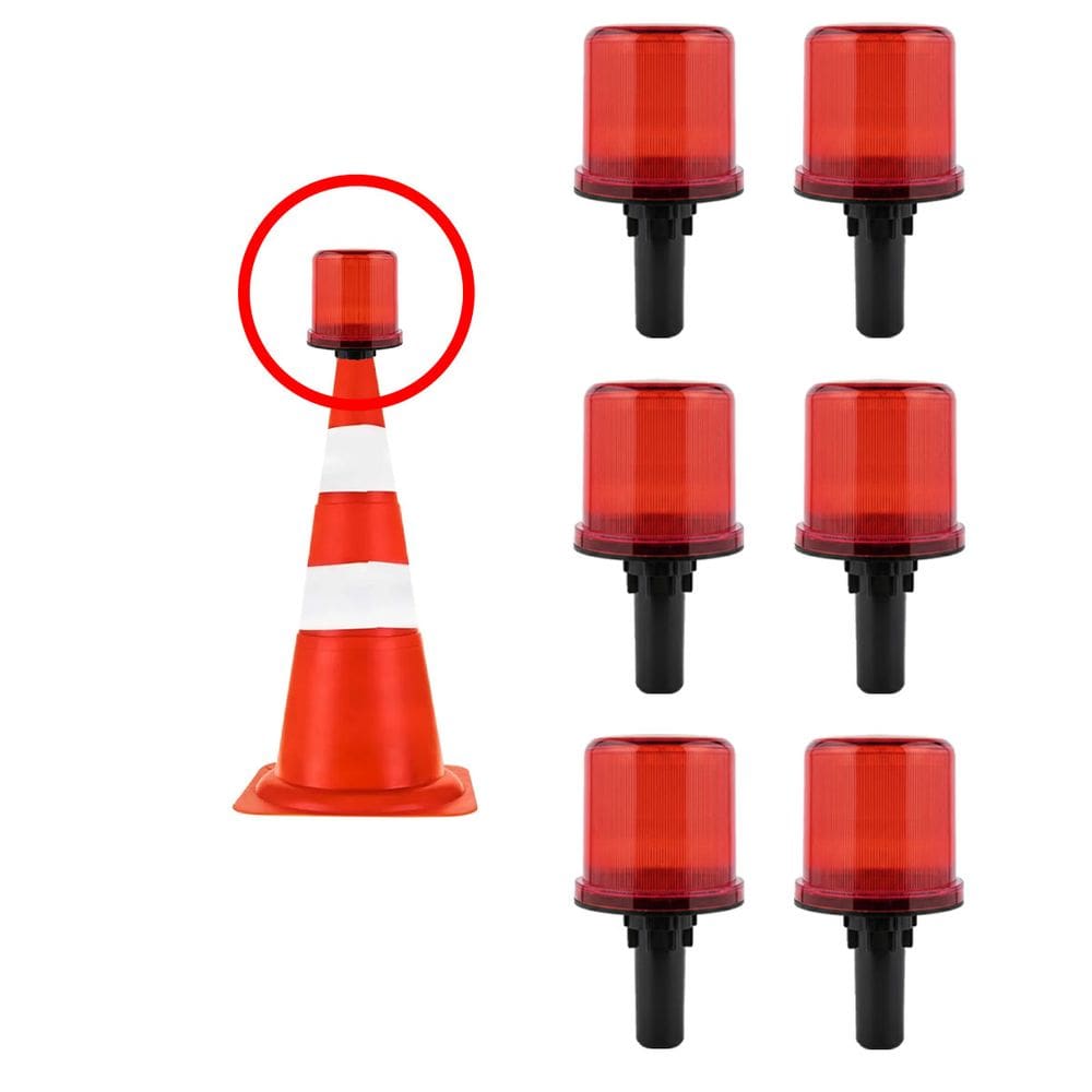 Sinalizador Viario Solar Kit 6 Sinalizacao Viaria Cone Estrada Transito Rodovia Alerta Emergencia Obra