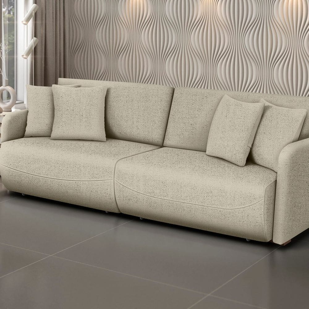 Sofá Retrátil e Reclinável 260cm Linho Domus Marfim