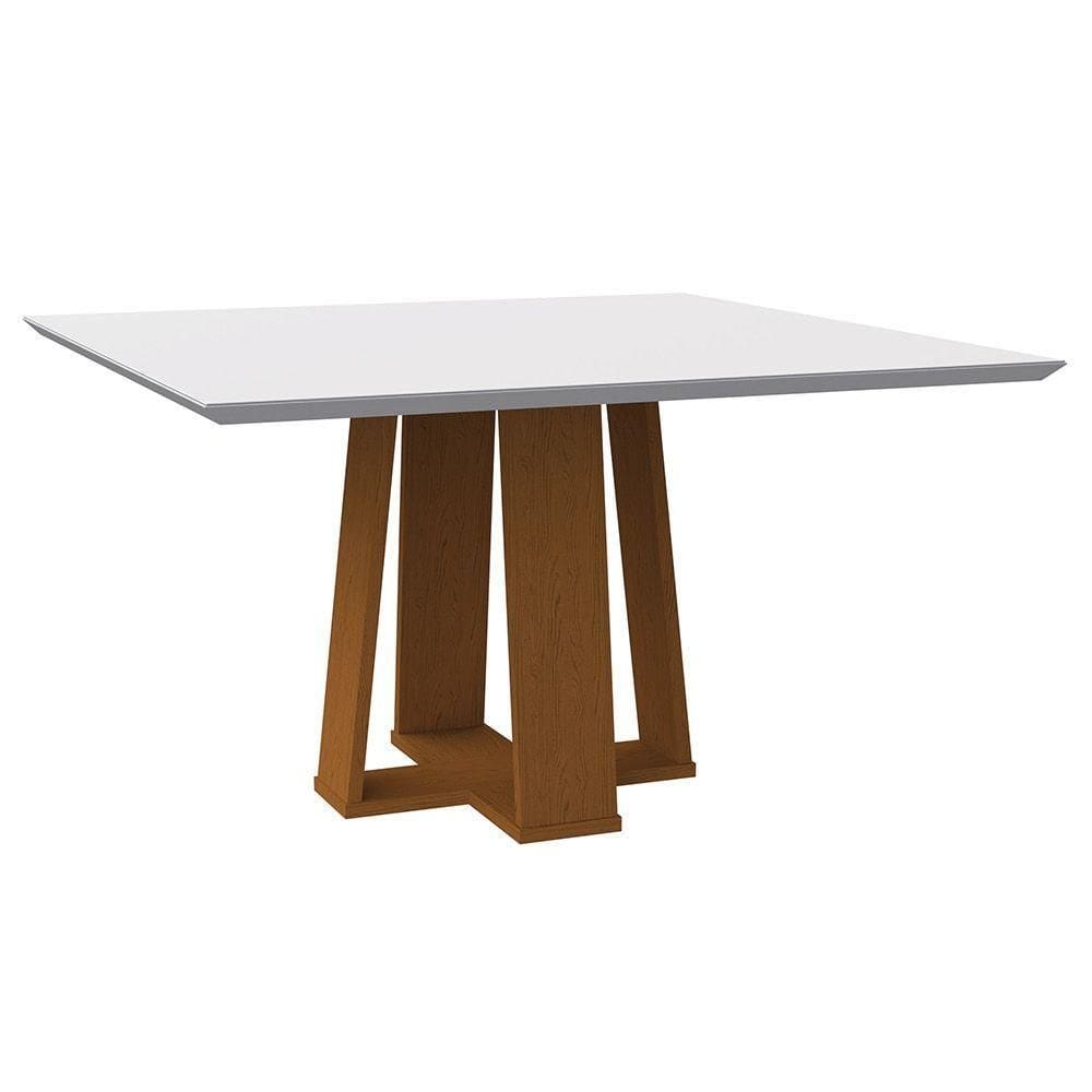 Mesa De Jantar Tampo Vidro Leka 135 Cm Off White Base Ypê
