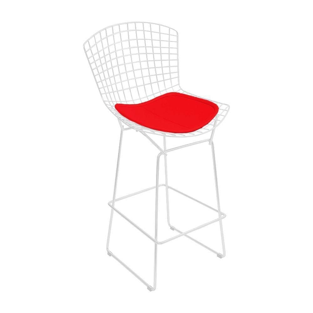 Banqueta Bertoia Branca D70 Assento Vermelho