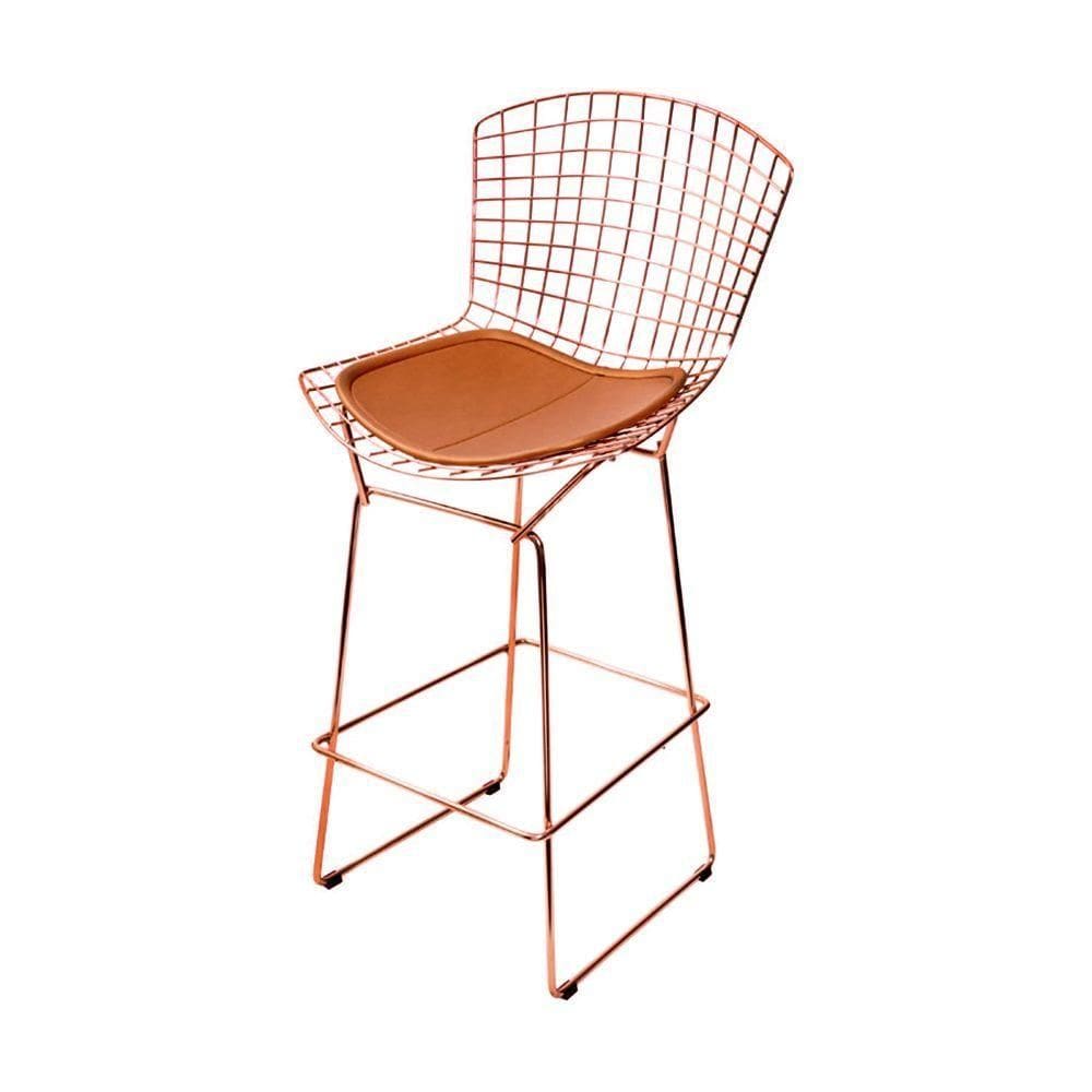 Banqueta Bertoia Cobre D70 Com Assento Cobre