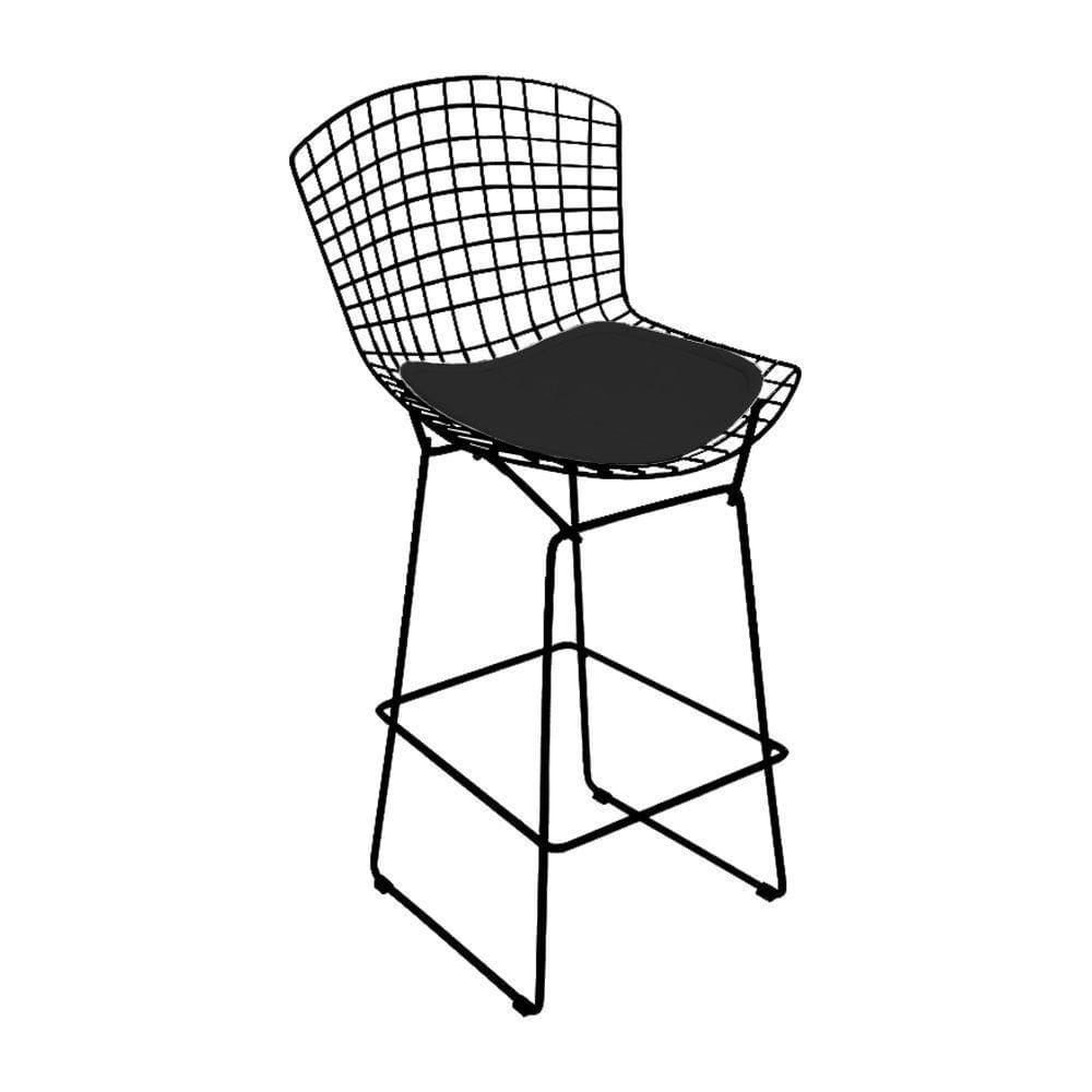 Banqueta Bertoia Preta D70 Assento Preto