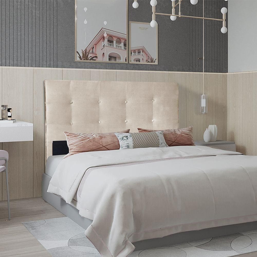 Cabeceira Casal 1,60m Berlim Suede Bege