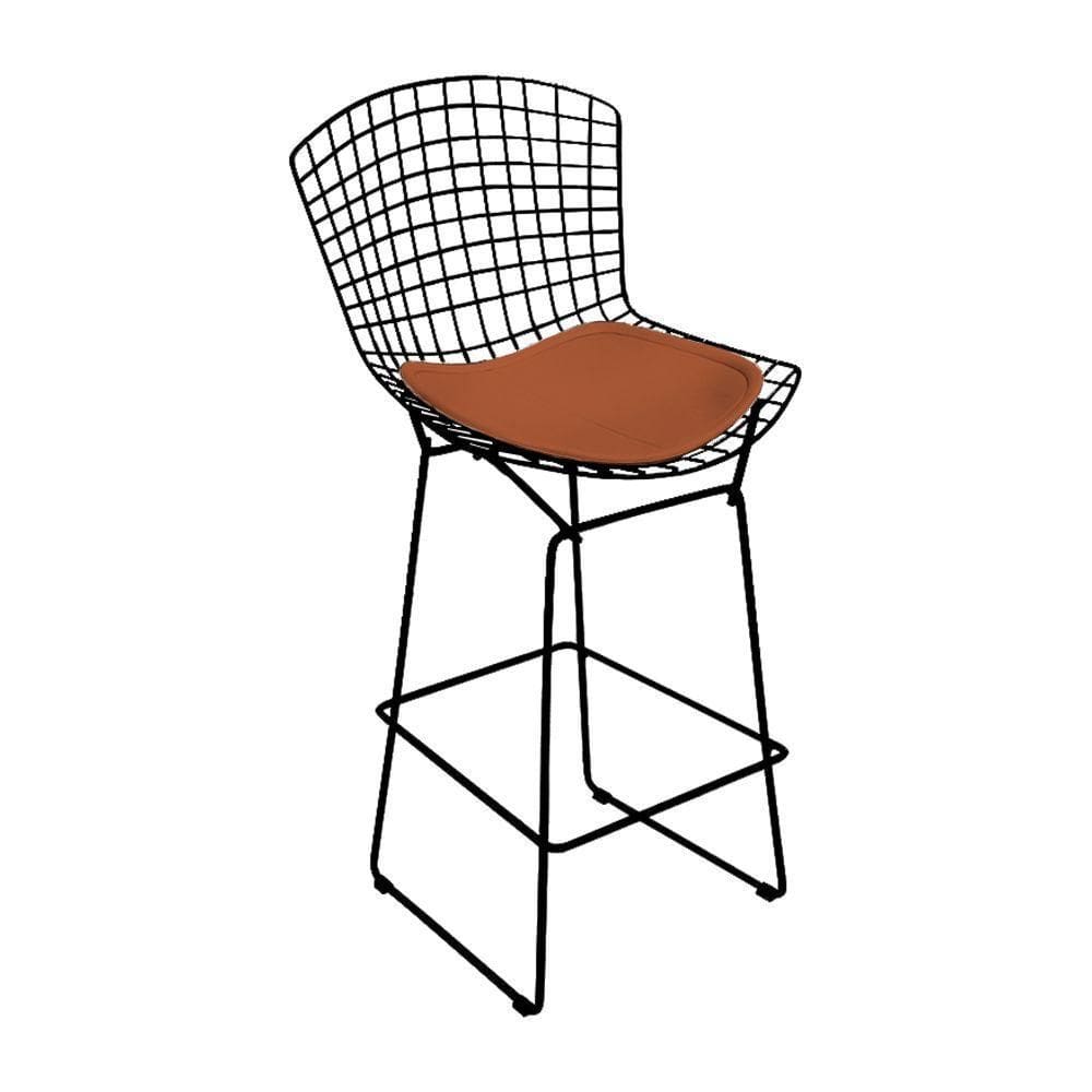 Banqueta Bertoia Preta D70 Assento Cobre
