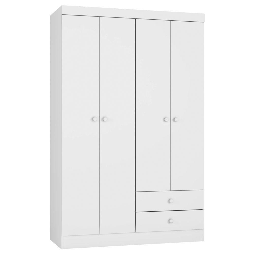 Guarda Roupa Infantil Quarto De Bebê Louise 04 Portas Branco