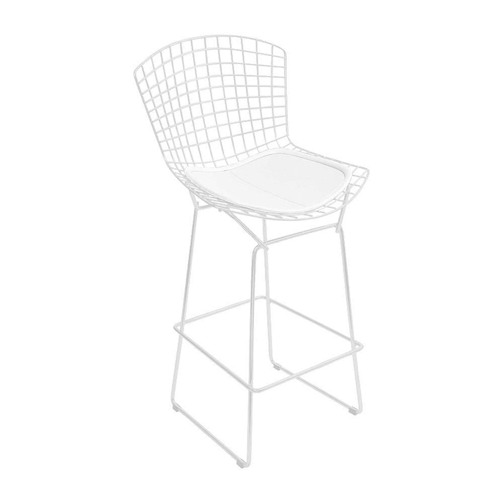 Banqueta Bertoia Branca D80 Assento Branco