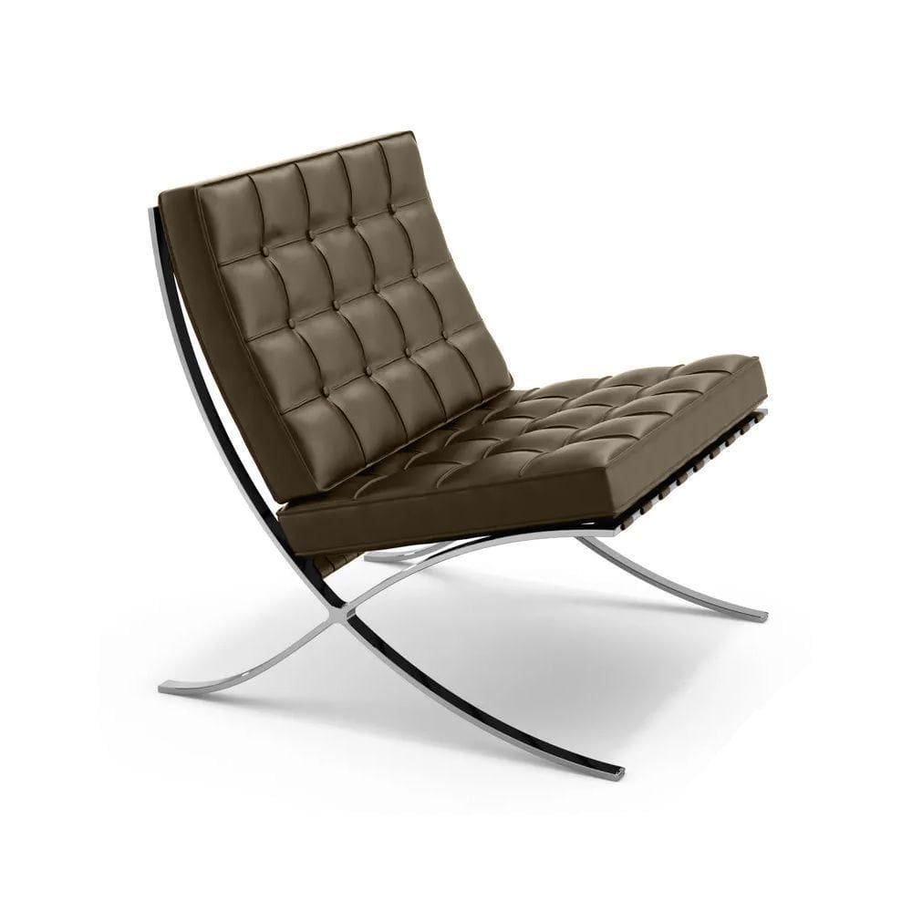 Poltrona Barcelona Cromada Couro Natural Marrom