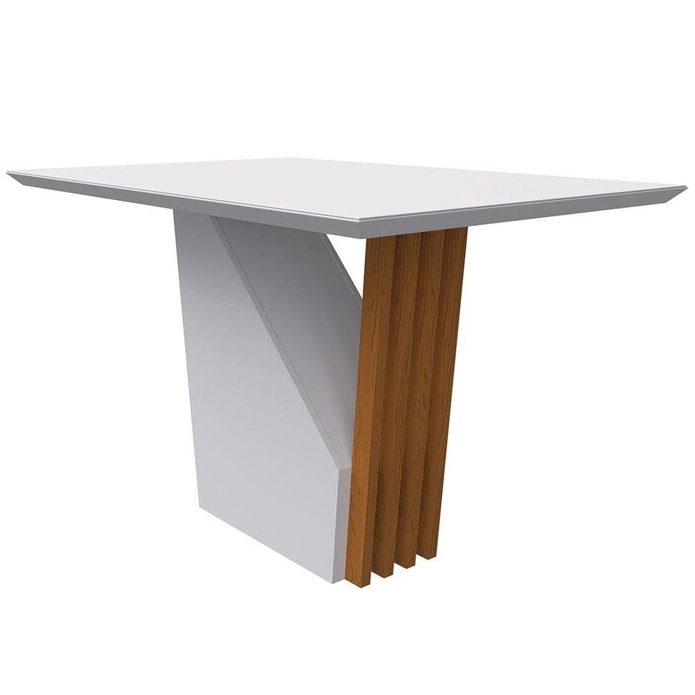 Mesa De Jantar Tampo Vidro Lita 120 Cm Off White Base Ypê