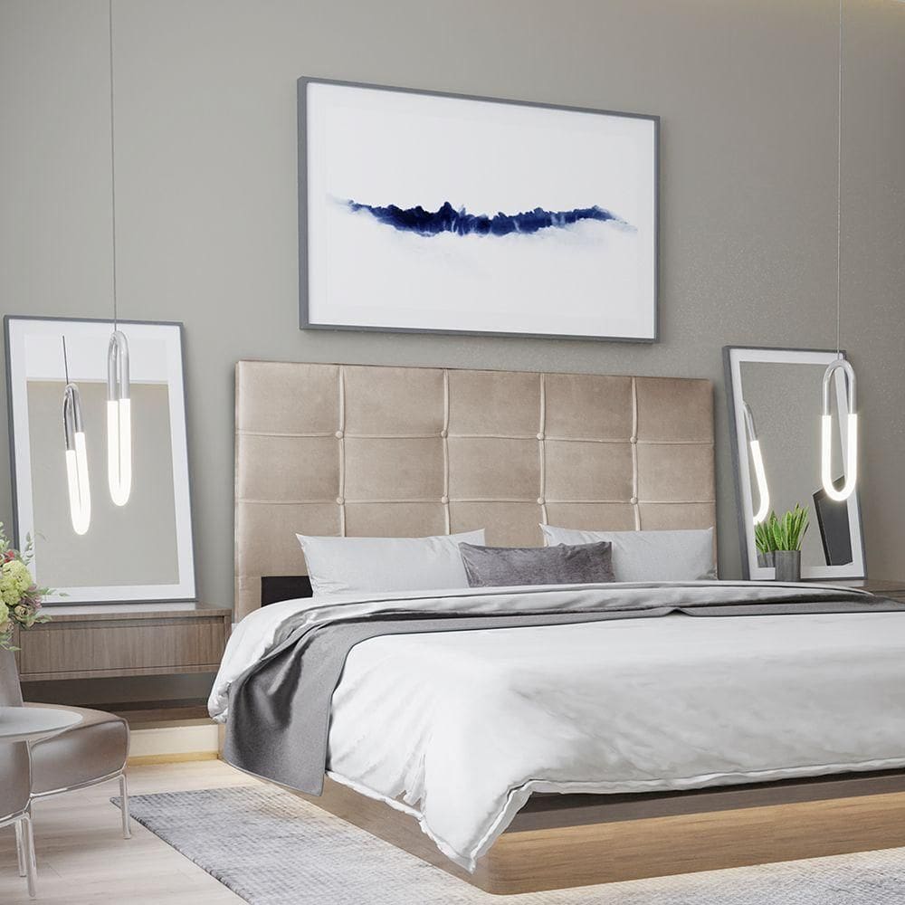 Cabeceira Casal 1,60m Roma Suede Bege