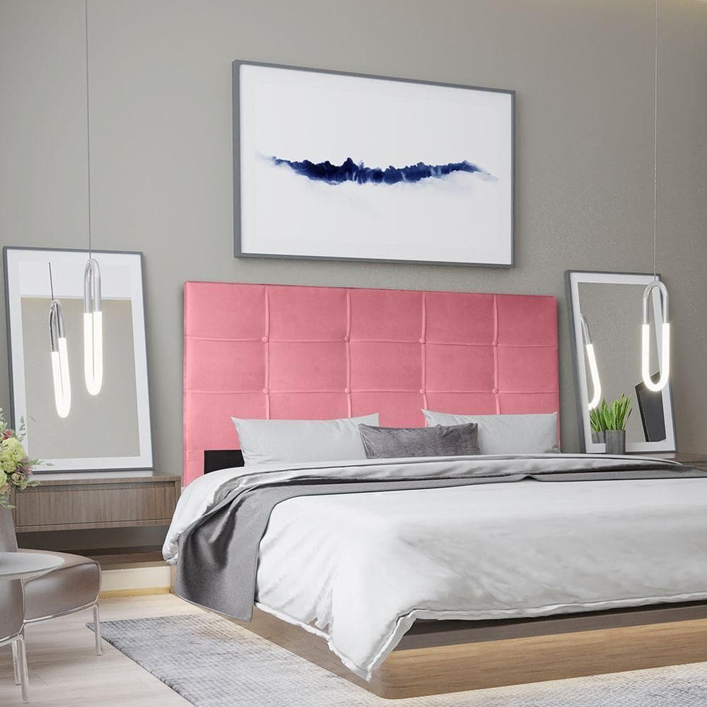 Cabeceira Casal 1,95m Roma Suede Rosa